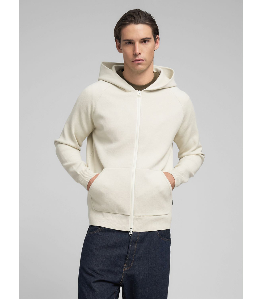 フロックプリント ニットフーディ 詳細画像 オフホワイト 2